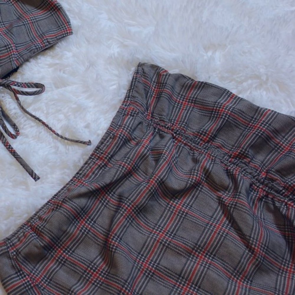 Plaid Ruched Mini Skirt - Picture 7 of 8